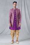 Arihant Rai Sinha_Purple Attached Jacket Soft Cotton Embroidered Sequin Kurta And Dhoti Pant Set _Online_at_Aza_Fashions