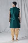 Shop_Arihant Rai Sinha_Green Attached Jacket Jacquard Mughal Pattern Kurta And Dhoti Pant Set_at_Aza_Fashions