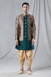 Buy_Arihant Rai Sinha_Green Attached Jacket Jacquard Mughal Pattern Kurta And Dhoti Pant Set_Online_at_Aza_Fashions