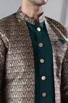 Arihant Rai Sinha_Green Attached Jacket Jacquard Mughal Pattern Kurta And Dhoti Pant Set_at_Aza_Fashions