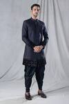 Shop_Arihant Rai Sinha_Black Sherwani Silk Embroidered Zari Hem And Dhoti Pant Set _Online_at_Aza_Fashions