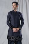 Arihant Rai Sinha_Black Sherwani Silk Embroidered Zari Hem And Dhoti Pant Set _at_Aza_Fashions