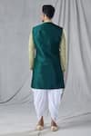 Shop_Arihant Rai Sinha_Green Attached Jacket Soft Mughal Geometric Pattern Kurta And Dhoti Pant Set_at_Aza_Fashions