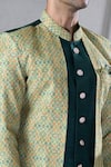 Arihant Rai Sinha_Green Attached Jacket Soft Mughal Geometric Pattern Kurta And Dhoti Pant Set_at_Aza_Fashions
