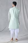 Shop_Arihant Rai Sinha_Green Attached Jacket Jacquard Mughal Floral Pattern Kurta And Dhoti Pant Set _at_Aza_Fashions