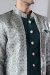 Shop_Arihant Rai Sinha_Green Attached Jacket Jacquard Geometric Pattern Kurta And Dhoti Pant Set_Online_at_Aza_Fashions