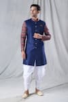 Buy_Arihant Rai Sinha_Blue Sherwani Silk Printed Floral Sleeve And Dhoti Pant Set _at_Aza_Fashions