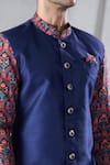 Arihant Rai Sinha_Blue Sherwani Silk Printed Floral Sleeve And Dhoti Pant Set _at_Aza_Fashions