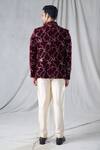 Shop_Arihant Rai Sinha_Maroon Bandhgala Velvet Embroidered Sequin Geometric Pattern And Pant Set_at_Aza_Fashions