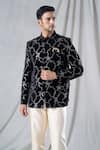 Buy_Arihant Rai Sinha_Black Bandhgala Velvet Embroidered Sequin And Pant Set 