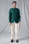 Arihant Rai Sinha_Green Jodhpuri Jacquard Woven Floral Butti Pattern With Trouser_Online_at_Aza_Fashions