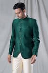 Shop_Arihant Rai Sinha_Green Jodhpuri Jacquard Woven Floral Butti Pattern With Trouser_Online_at_Aza_Fashions