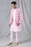 Shop_Arihant Rai Sinha_Pink Kurta And Pant Silk Embroidery Flower Jacket & Set_Online_at_Aza_Fashions