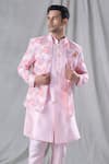 Arihant Rai Sinha_Pink Kurta And Pant Silk Embroidery Flower Jacket & Set_at_Aza_Fashions