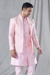 Arihant Rai Sinha_Pink Silk Embroidery Zari Jacket And Kurta Set _at_Aza_Fashions