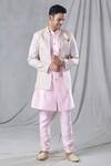 Buy_Arihant Rai Sinha_Pink Kurta And Pant Silk Embroidery Stripe Pattern Jacket & Set_at_Aza_Fashions