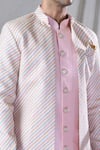 Shop_Arihant Rai Sinha_Pink Kurta And Pant Silk Embroidery Stripe Pattern Jacket & Set_Online_at_Aza_Fashions