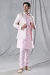 Arihant Rai Sinha_Pink Kurta And Pant Silk Embroidery Stripe Pattern Jacket & Set_at_Aza_Fashions