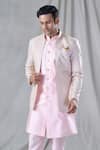 Buy_Arihant Rai Sinha_Pink Kurta And Pant Silk Embroidery Stripe Pattern Jacket & Set