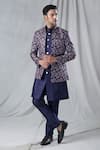 Buy_Arihant Rai Sinha_Blue Kurta And Pant Silk Woven Paisley Pattern Jacket & Set _at_Aza_Fashions