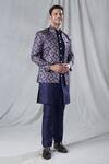 Arihant Rai Sinha_Blue Kurta And Pant Silk Woven Paisley Pattern Jacket & Set _at_Aza_Fashions