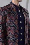 Arihant Rai Sinha_Blue Kurta And Pant Silk Embroidery Floral Flower Scallop Jacket & Set _at_Aza_Fashions