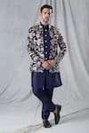 Buy_Arihant Rai Sinha_Blue Kurta And Pant Silk Embroidery Village & Peacock Jacket & Set _at_Aza_Fashions