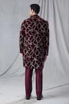 Shop_Arihant Rai Sinha_Maroon Kurta And Pant Silk Embroidery Sequin Abstract Long Jacket & Set _at_Aza_Fashions