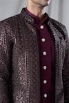 Arihant Rai Sinha_Maroon Kurta And Pant Silk Embroidery Sequin Geometric Jacket & Set _at_Aza_Fashions