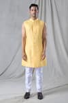 Arihant Rai Sinha_Yellow Kurta And Pant Silk Embroidery Flower Butti Jacket & Set _Online_at_Aza_Fashions