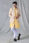 Shop_Arihant Rai Sinha_Yellow Kurta And Pant Silk Embroidery Flower Butti Jacket & Set _Online_at_Aza_Fashions