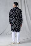 Shop_Arihant Rai Sinha_Blue Velvet, Silk, Sequins Embroidered Kurta With Churidar _at_Aza_Fashions