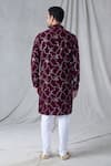 Shop_Arihant Rai Sinha_Maroon Kurta Velvet Embroidery Sequin Straight With Churidar _at_Aza_Fashions