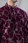 Buy_Arihant Rai Sinha_Maroon Kurta Velvet Embroidery Sequin Straight With Churidar 