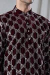 Buy_Arihant Rai Sinha_Maroon Velvet Embroidery Sequin Geometric Kurta 