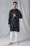 Buy Arihant Rai Sinha Black Velvet Sequins Geometric Embroidered Straight Kurta at Aza Fashions Buy_Arihant Rai Sinha_Black Velvet Sequins Geometric Embroidered Straight Kurta _at_Aza_Fashions