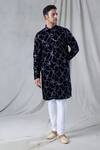 Shop Arihant Rai Sinha Black Velvet Sequins Geometric Embroidered Straight Kurta Online at Aza Fashions Shop_Arihant Rai Sinha_Black Velvet Sequins Geometric Embroidered Straight Kurta _Online_at_Aza_Fashions