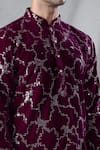 Buy_Arihant Rai Sinha_Maroon Velvet Embroidery Sequin Straight Geometric Kurta 