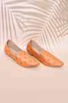 Buy_Aryavir Malhotra_Orange Floral Woven Cotton Loafers _at_Aza_Fashions