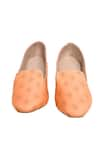 Shop_Aryavir Malhotra_Orange Floral Woven Cotton Loafers _at_Aza_Fashions