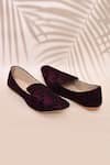 Buy_Aryavir Malhotra_Wine Paisley Embroidered Loafers _at_Aza_Fashions