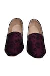 Shop_Aryavir Malhotra_Wine Paisley Embroidered Loafers _at_Aza_Fashions