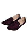 Buy_Aryavir Malhotra_Wine Paisley Embroidered Loafers _Online_at_Aza_Fashions