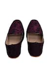 Shop_Aryavir Malhotra_Wine Paisley Embroidered Loafers _Online_at_Aza_Fashions