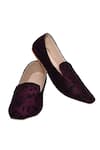 Aryavir Malhotra_Wine Paisley Embroidered Loafers _at_Aza_Fashions