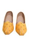 Shop_Aryavir Malhotra_Yellow Floral Woven Winged Tip Juttis _at_Aza_Fashions