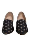 Shop_Aryavir Malhotra_Black Floral Woven Cotton Loafers _at_Aza_Fashions