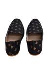 Shop_Aryavir Malhotra_Black Floral Woven Cotton Loafers _Online_at_Aza_Fashions