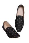 Aryavir Malhotra_Black Floral Woven Cotton Loafers _at_Aza_Fashions