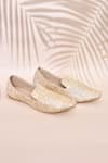 Buy_Aryavir Malhotra_Beige Floral Embroidered Fleur Loafers_at_Aza_Fashions